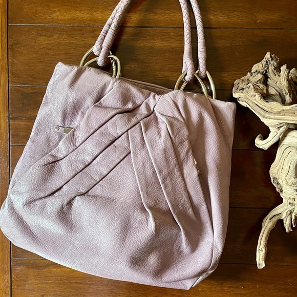 Elliott Lucca Purple Grained Leather Hobo Bag - Picture 2 of 12